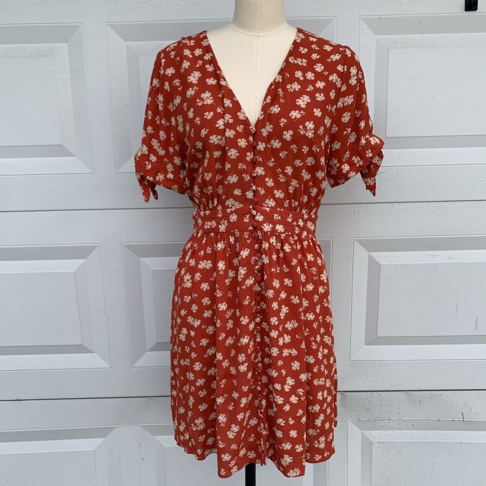 Madewell Dress Sz 12 Or Large Red Floral